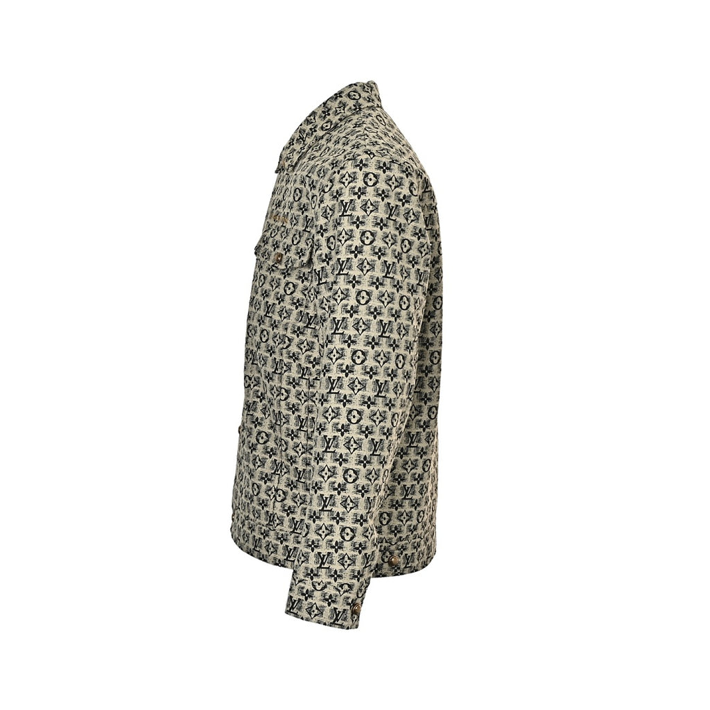 Louis Vuitton Monogram Textured Button Jacket - Beige