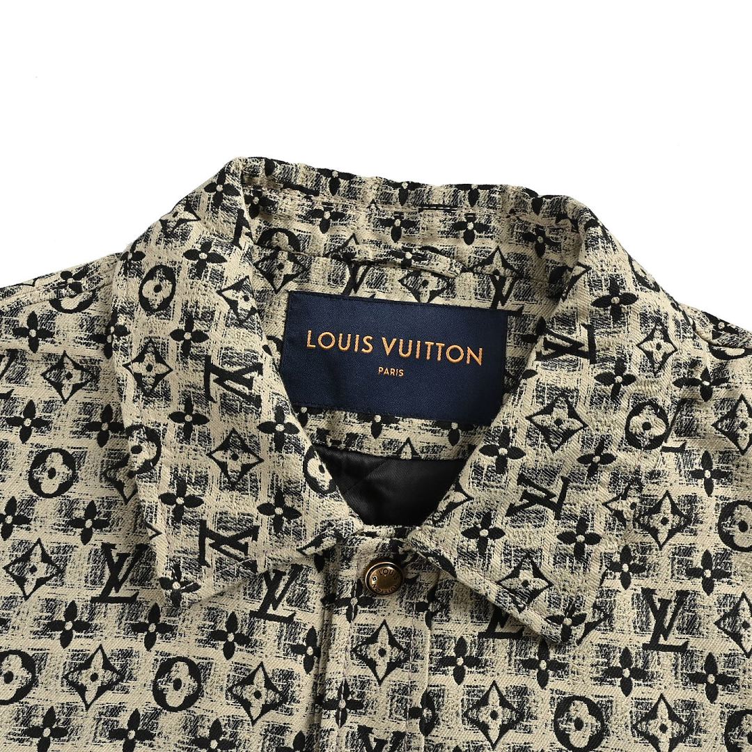 Louis Vuitton Monogram Textured Button Jacket - Beige