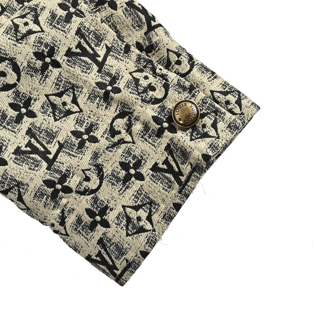 Louis Vuitton Monogram Textured Button Jacket - Beige