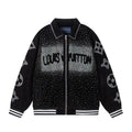 Louis Vuitton Crystal Embellished Varsity Bomber Jacket — Black