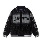 Louis Vuitton Crystal Embellished Varsity Bomber Jacket — Black
