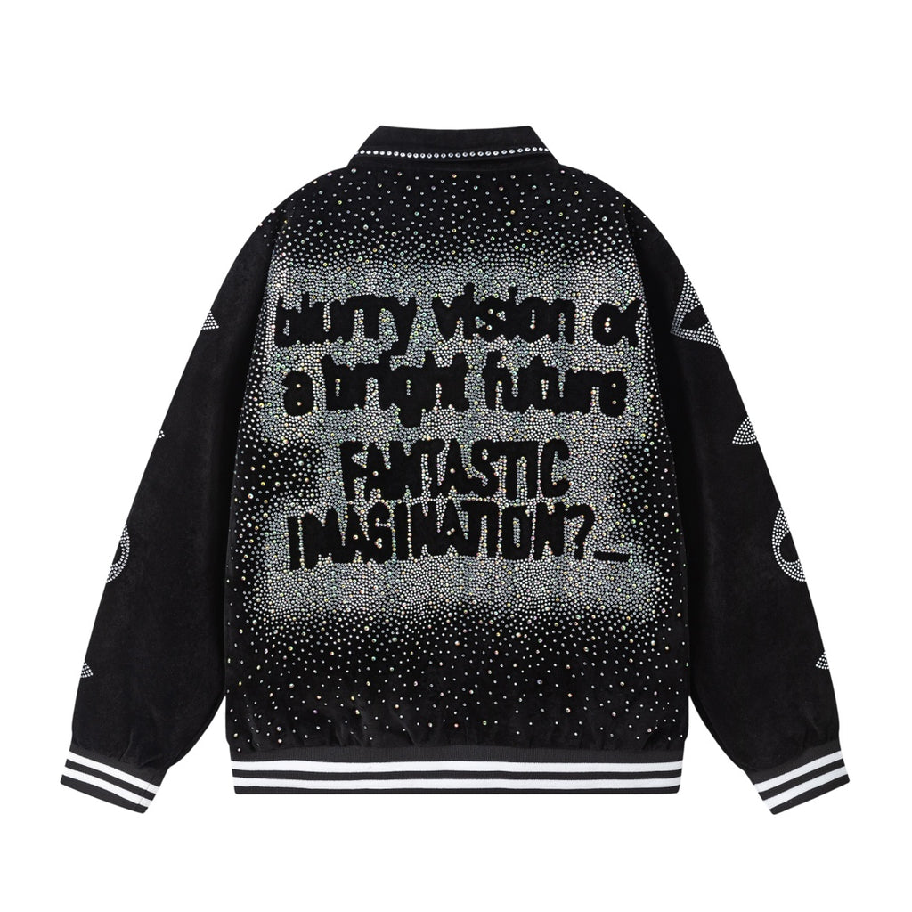 Louis Vuitton Crystal Embellished Varsity Bomber Jacket — Black