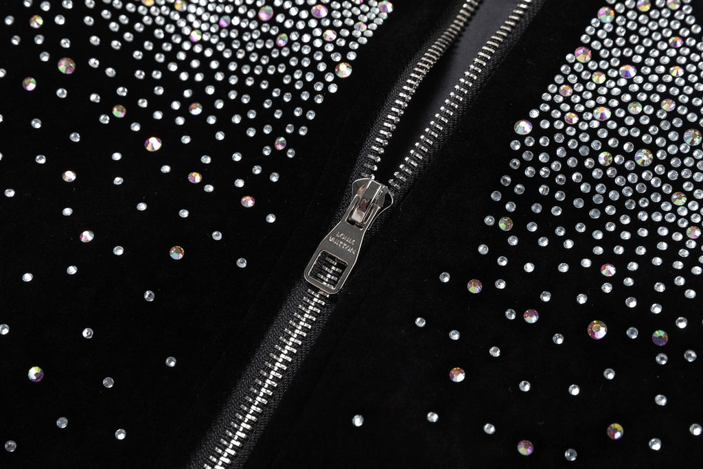 Louis Vuitton Crystal Embellished Varsity Bomber Jacket — Black