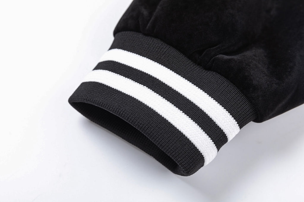 Louis Vuitton Crystal Embellished Varsity Bomber Jacket — Black