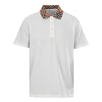 Burberry Short-Sleeve Polo Shirt with Check Collar Detail