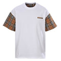 Burberry Short-Sleeve T-Shirt with Check-Pattern Sleeve Panels & Embroidered Logo
