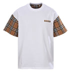 Burberry Short-Sleeve T-Shirt with Check-Pattern Sleeve Panels & Embroidered Logo