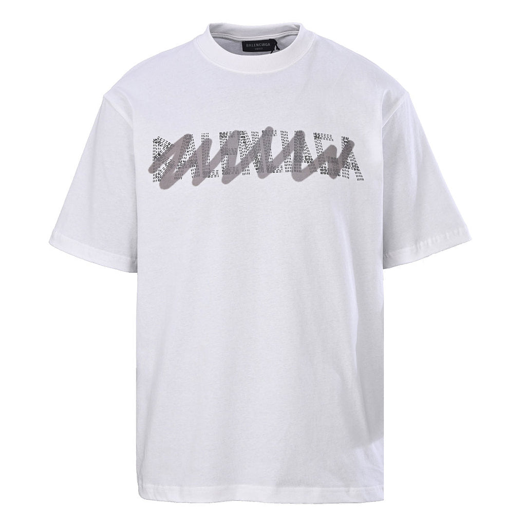 Balenciaga Double Logo Scribble Oversized T-Shirt – White