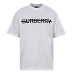 Burberry T-Shirt with Tape-Style Horizontal Stripe Overlay & Letter Print