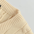 Gucci Ivory Ladder-Stitch Knit Crewneck Sweater with Heritage Stripe Trim