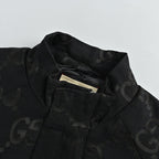 Gucci Black Monogram Jacquard Full-Zip Stand Collar Bomber Jacket