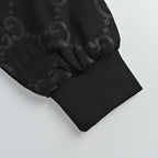 Gucci Black Monogram Jacquard Full-Zip Stand Collar Bomber Jacket