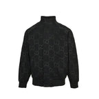 Gucci Black Monogram Jacquard Full-Zip Stand Collar Bomber Jacket