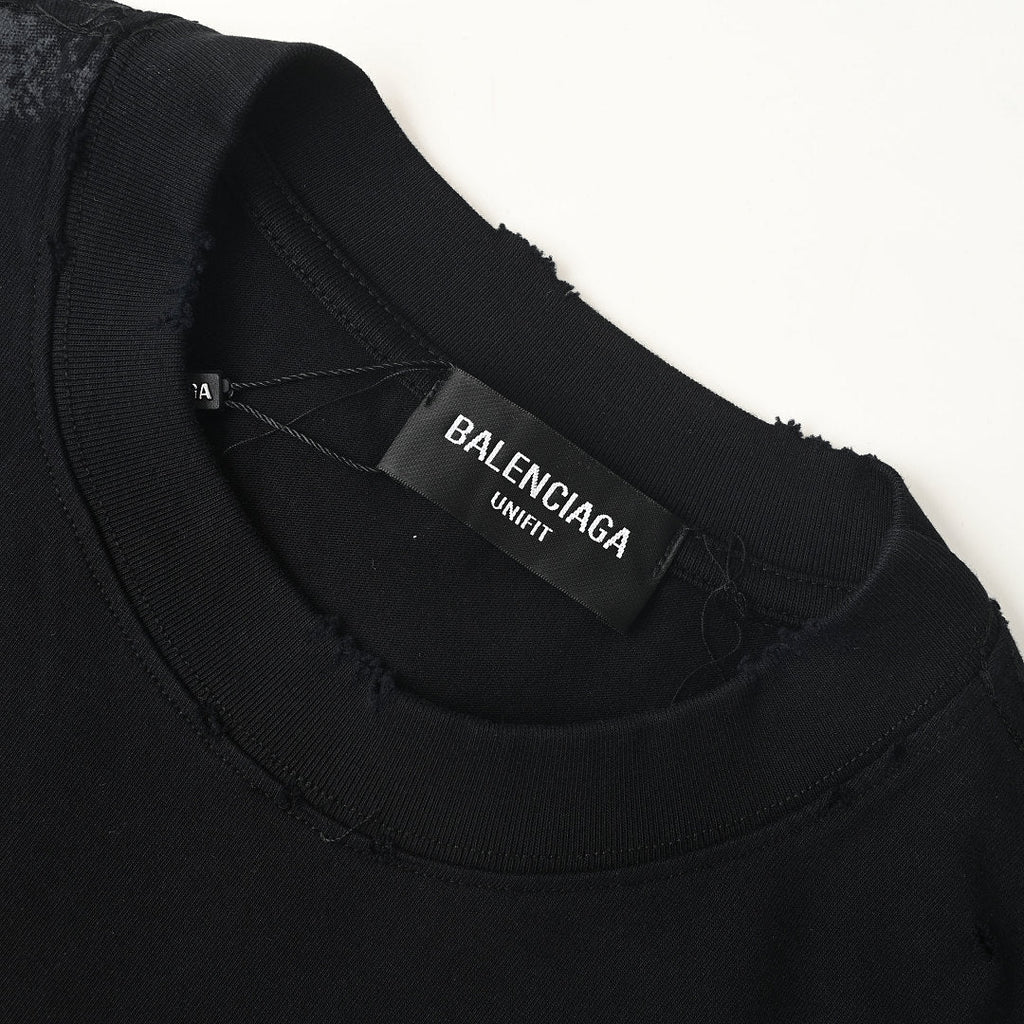 Balenciaga Double-B Bitcoin Hand-Painted Distressed Crewneck T-Shirt