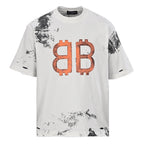 Balenciaga Double-B Bitcoin Hand-Painted Distressed Crewneck T-Shirt