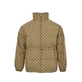 Gucci Beige GG Monogram Jacquard Padded Full-Zip Stand Collar Puffer Jacket