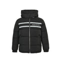Gucci Black Down Puffer Hooded Jacket with Stripe Wordmark