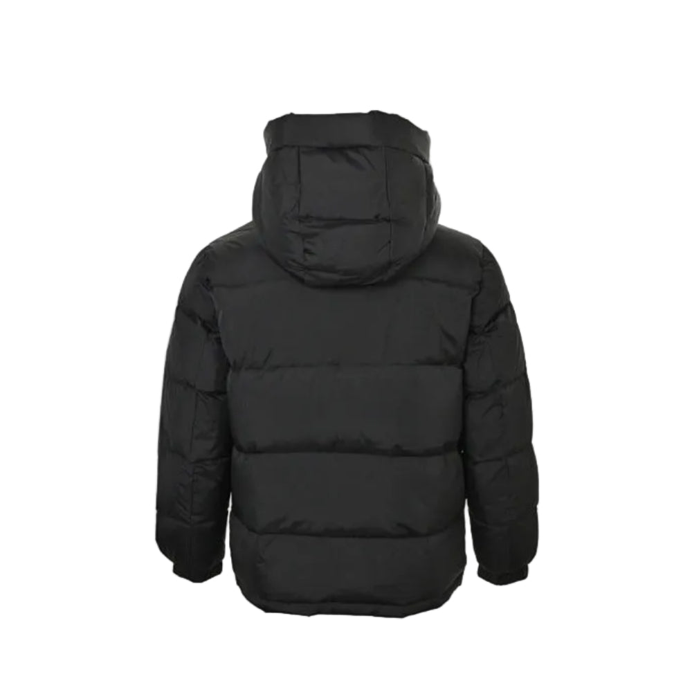 Gucci Black Down Puffer Hooded Jacket with Stripe Wordmark