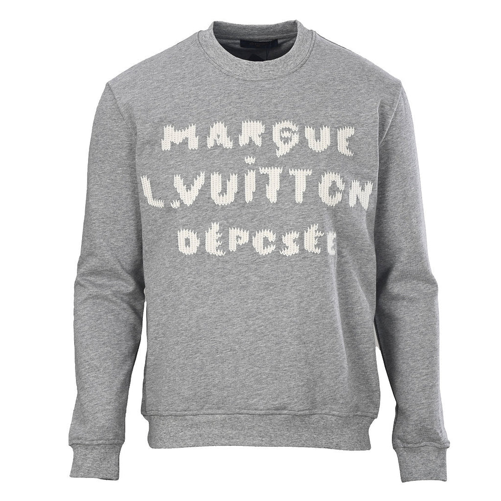 Louis Vuitton Marque Déposée Embroidered Crewneck Sweatshirt — Grey