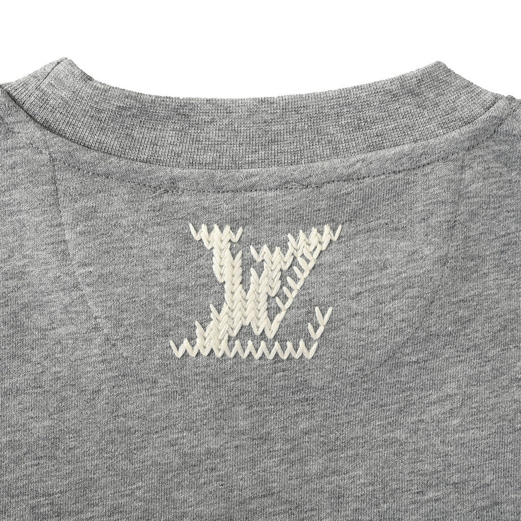Louis Vuitton Marque Déposée Embroidered Crewneck Sweatshirt — Grey