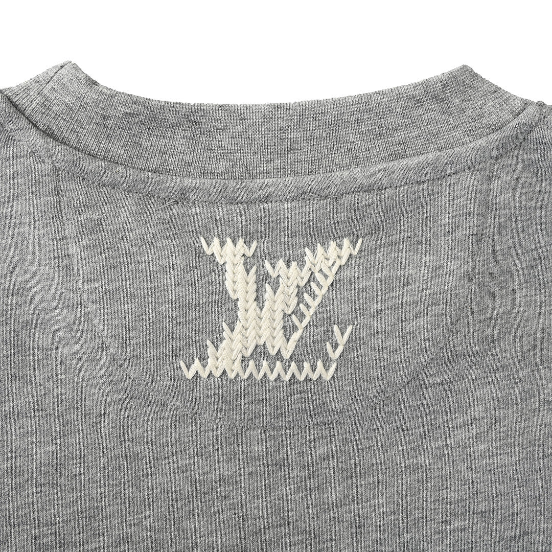 Louis Vuitton Marque Déposée Embroidered Crewneck Sweatshirt — Grey