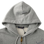 Louis Vuitton Monogram Embroidered Zip Hoodie — Grey