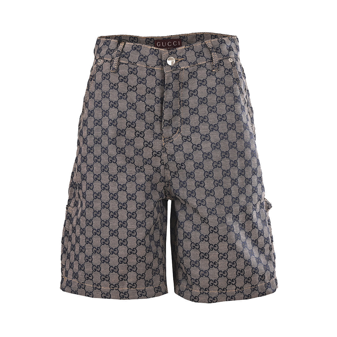 Gucci GG Monogram Denim Shorts – Grey