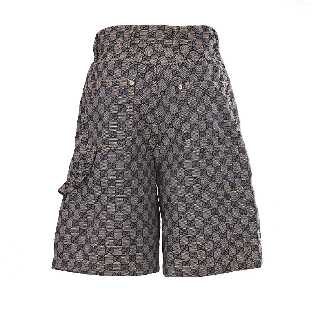 Gucci GG Monogram Denim Shorts – Grey
