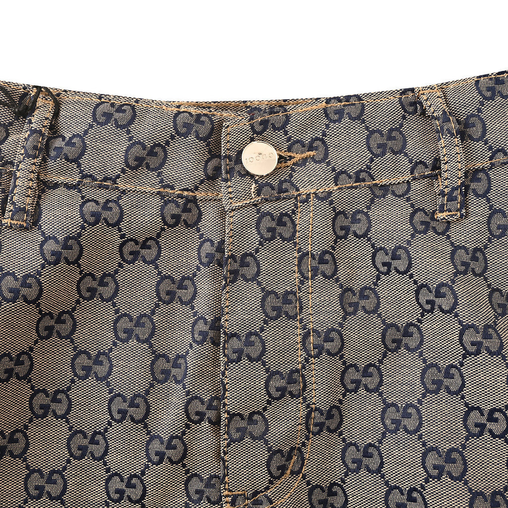 Gucci GG Monogram Denim Shorts – Grey