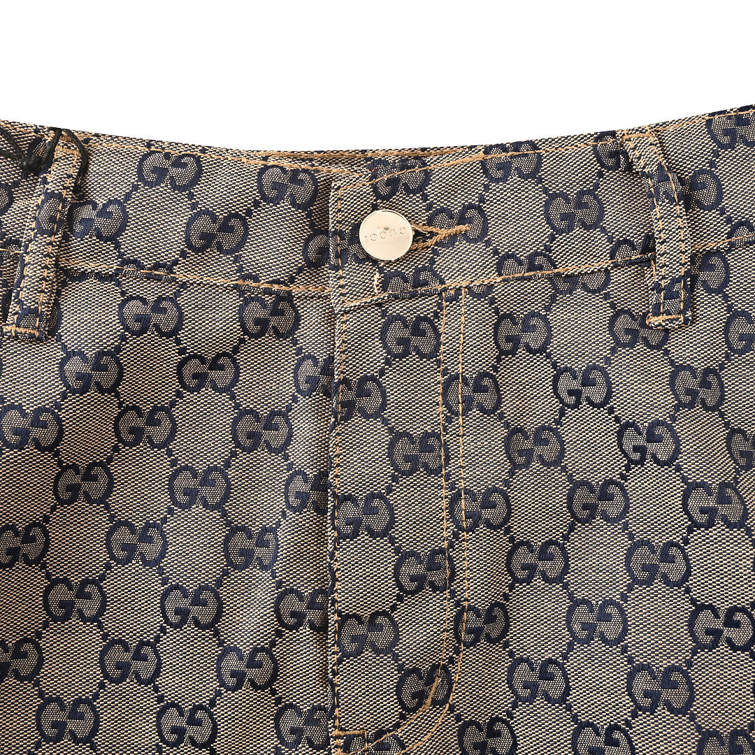 Gucci GG Monogram Denim Shorts – Grey