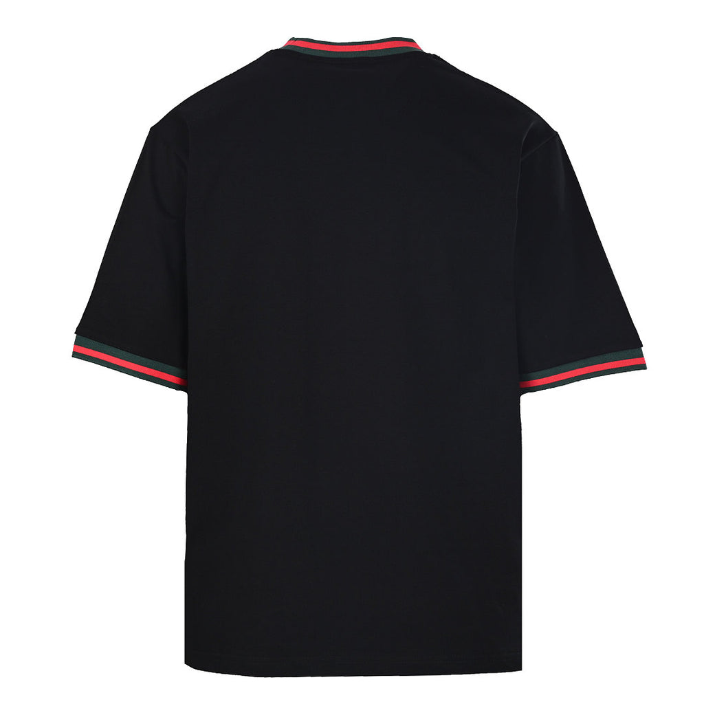 Gucci Ribbed-Trim Letter Embroidery T-Shirt