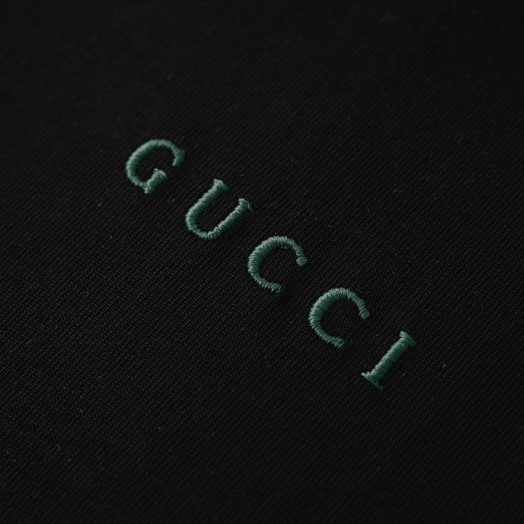 Gucci Ribbed-Trim Letter Embroidery T-Shirt