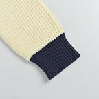 Gucci Ivory Ribbed Knit Full-Zip Track Jacket with Colorblock Stripe