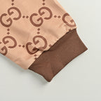 Gucci Camel All-Over Monogram Print Hooded Zip Jacket with Heritage Stripe
