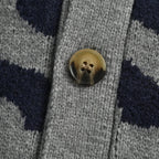 Gucci Grey Oversized Letter Jacquard V-Neck Knit Cardigan
