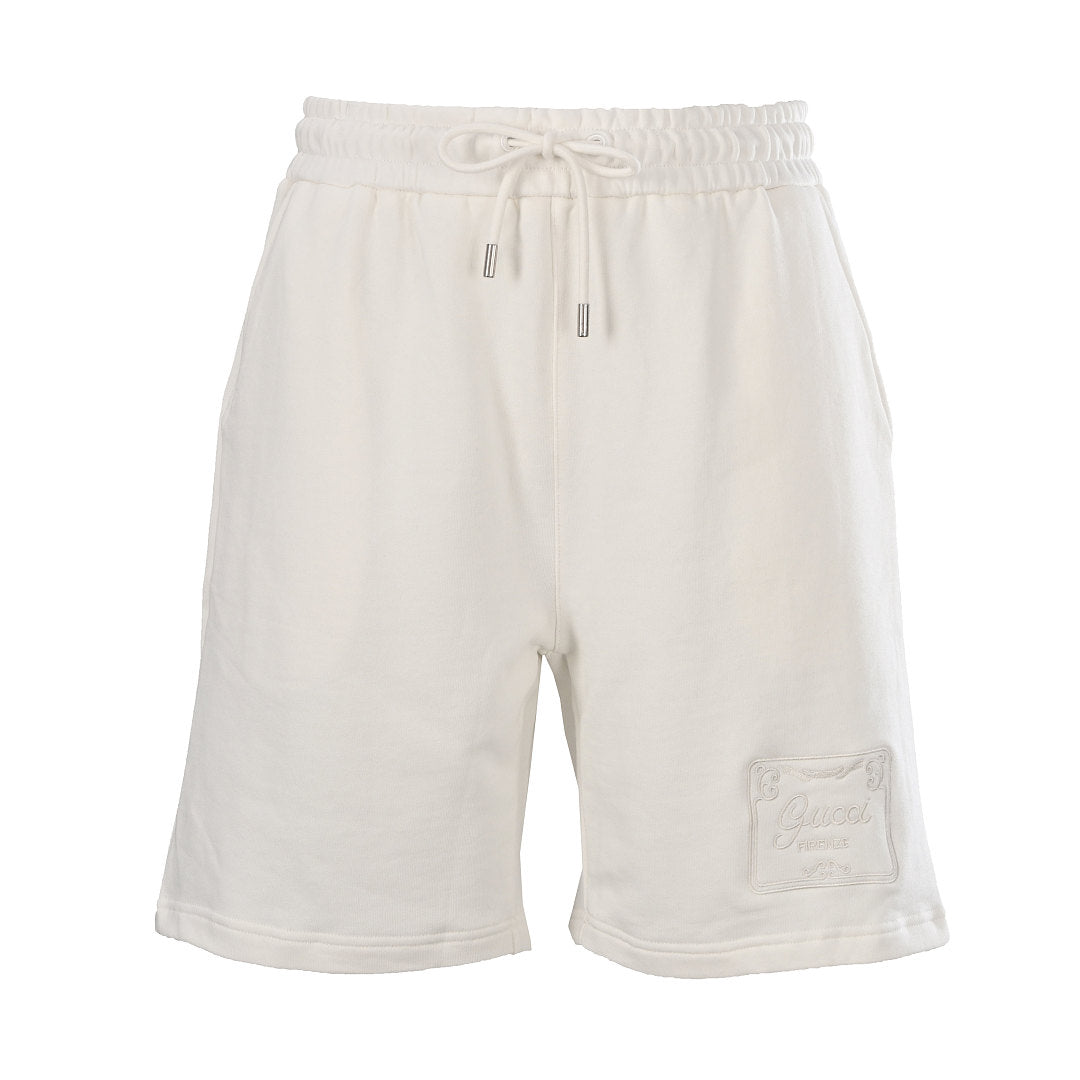 Gucci Script Logo Patch Cotton Sweat Shorts – Off-White