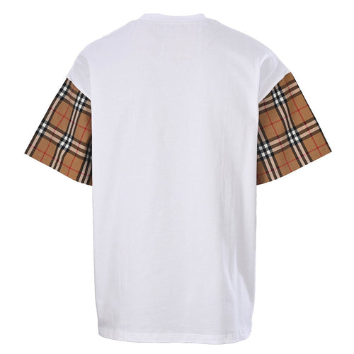 Burberry Short-Sleeve T-Shirt with Check-Pattern Sleeve Panels & Embroidered Logo