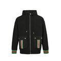 Gucci Black Hooded Full-Zip Jacket with Heritage Stripe Pockets and Cuffs
