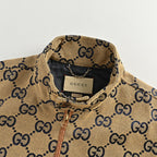 Gucci Camel All-Over Monogram Harrington Jacket with Ribbed Cuffs