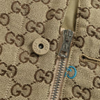 Gucci Beige Monogram Jacquard Full-Zip Spread Collar Overshirt Jacket