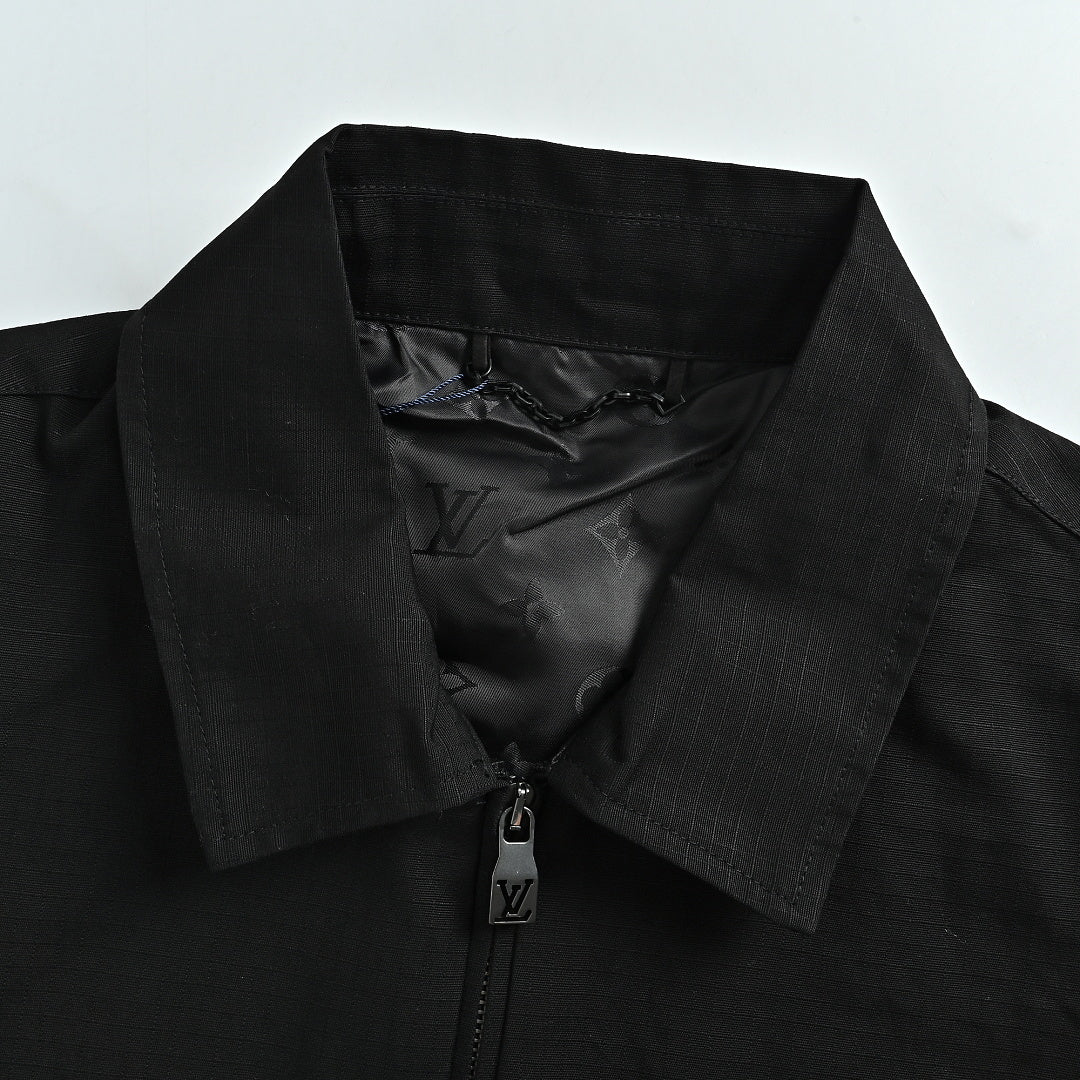 LOUIS VUITTON Black Epi Texture Zip Jacket