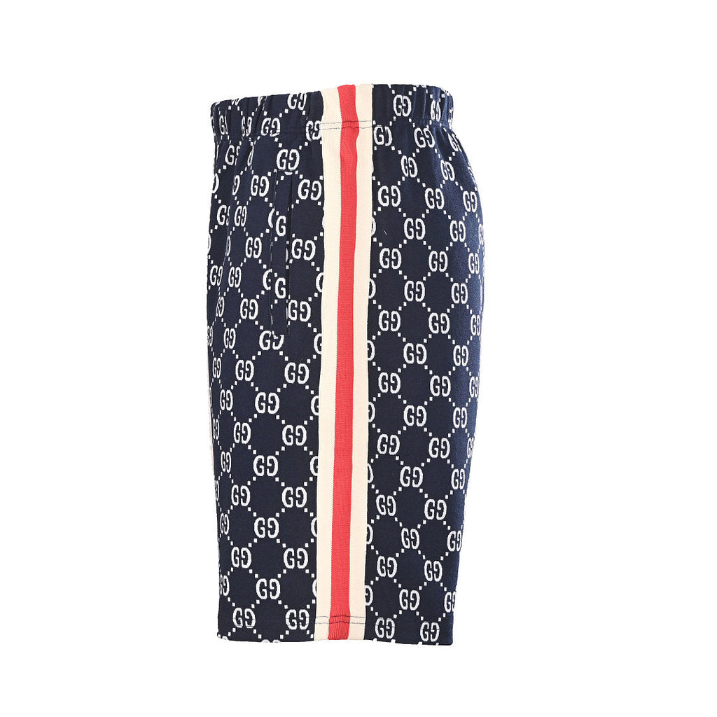 Gucci GG Monogram Print Web Stripe Shorts – Navy