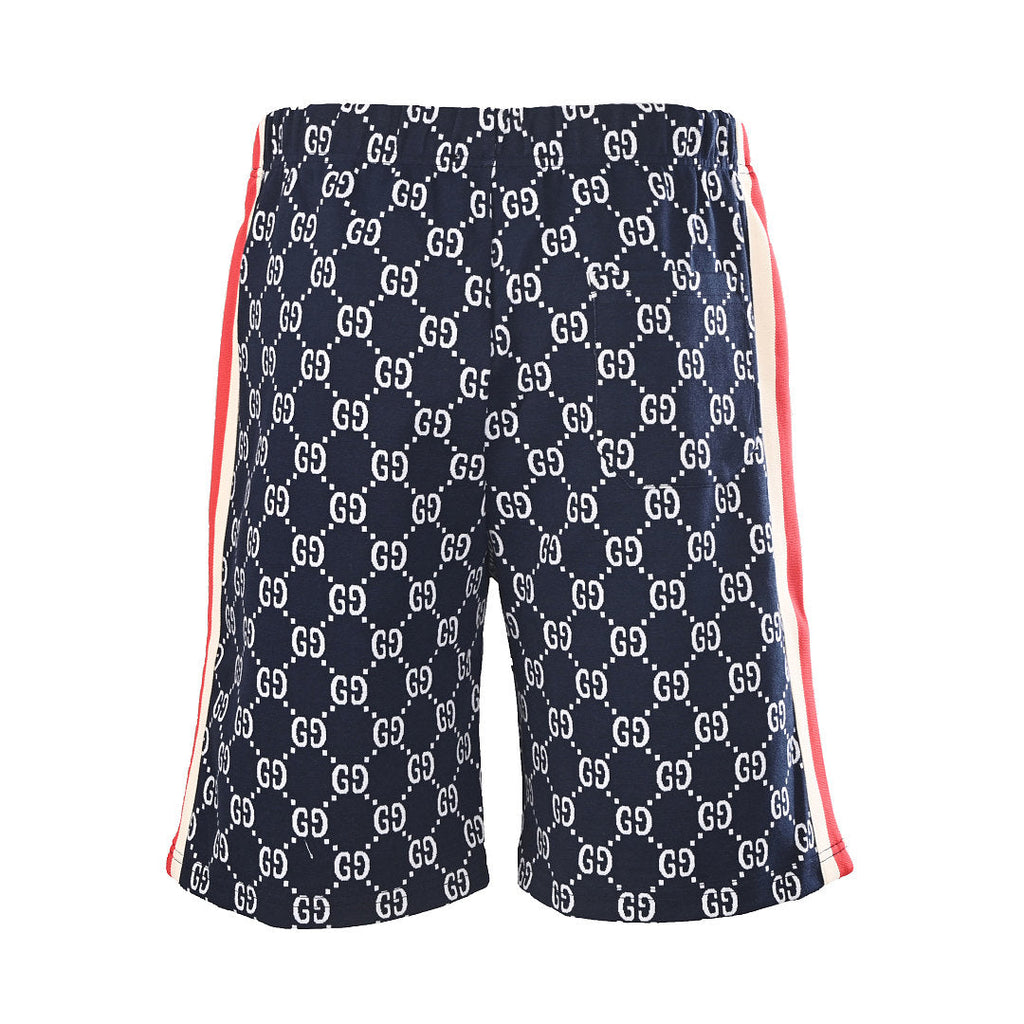 Gucci GG Monogram Print Web Stripe Shorts – Navy