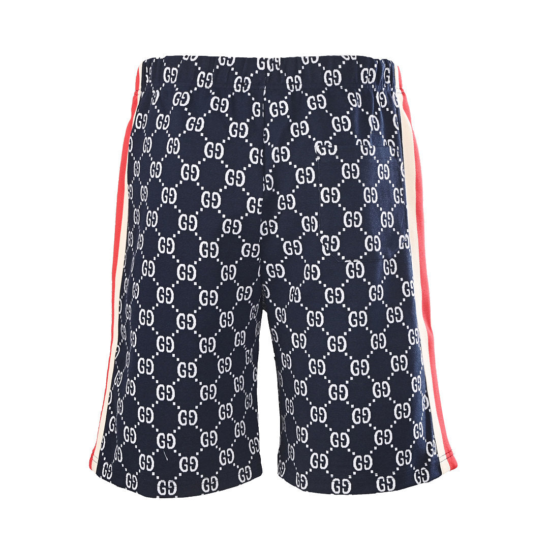 Gucci GG Monogram Print Web Stripe Shorts – Navy