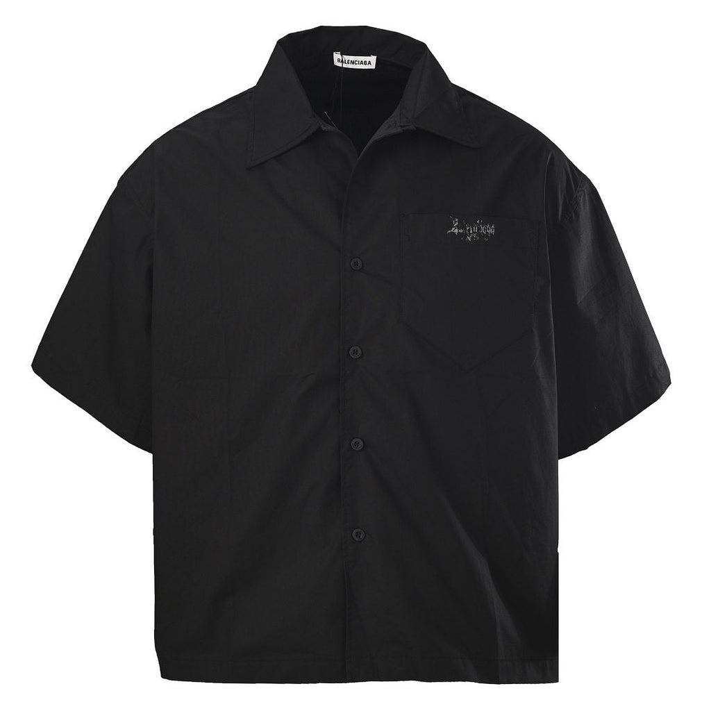 Balenciaga Script Logo Short-Sleeve Shirt – Black