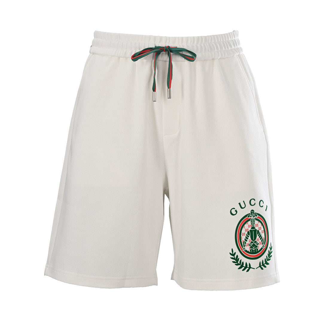 Gucci Crest Emblem Cotton Fleece Shorts – Off-White