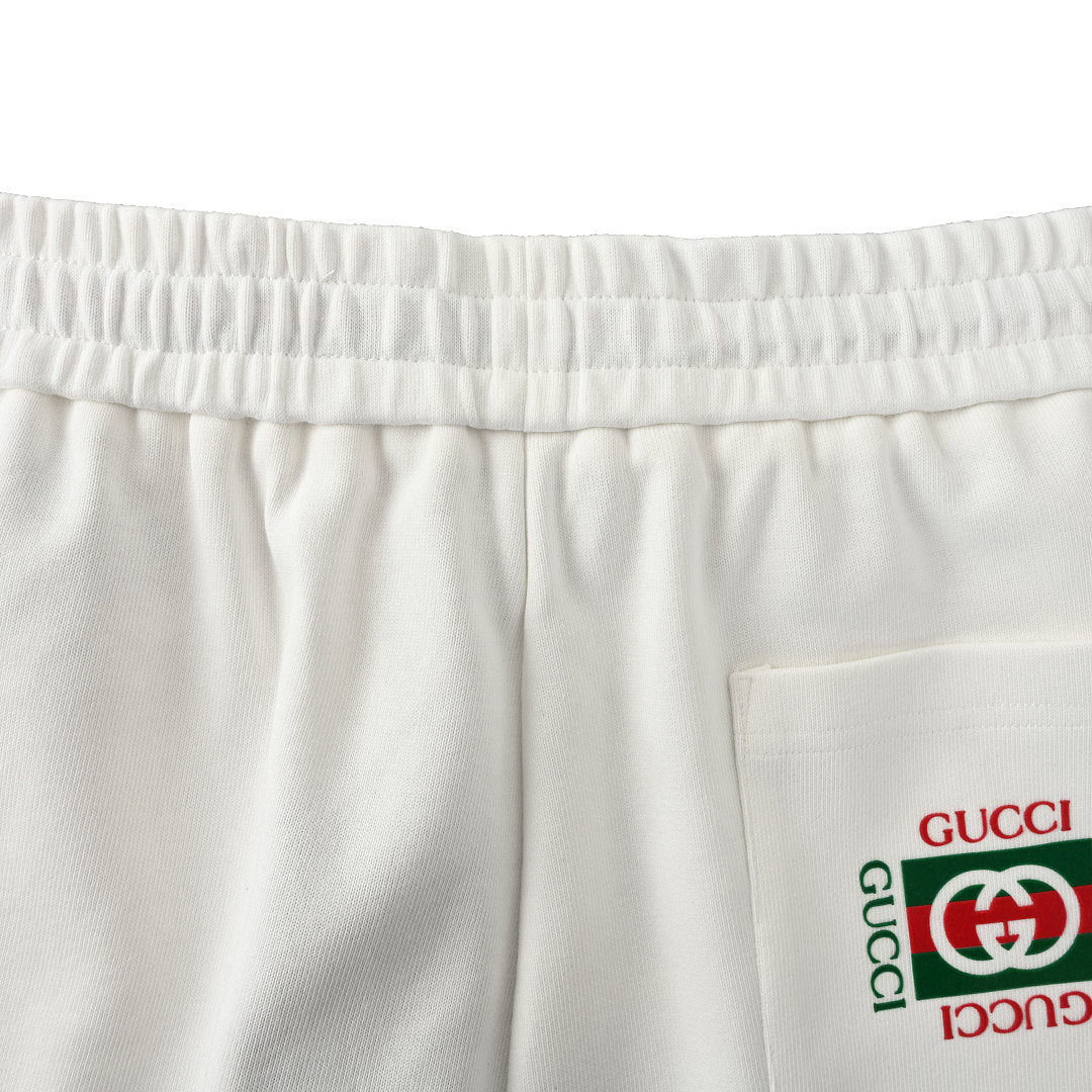 Gucci Crest Emblem Cotton Fleece Shorts – Off-White