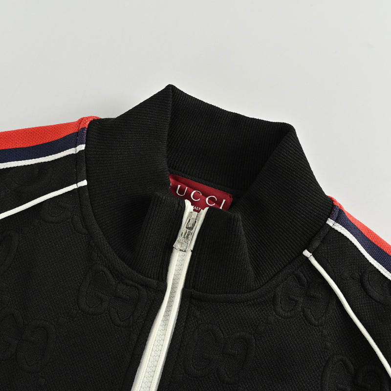 Gucci Black Track Jacket with Side Stripe and Heritage Cuff
