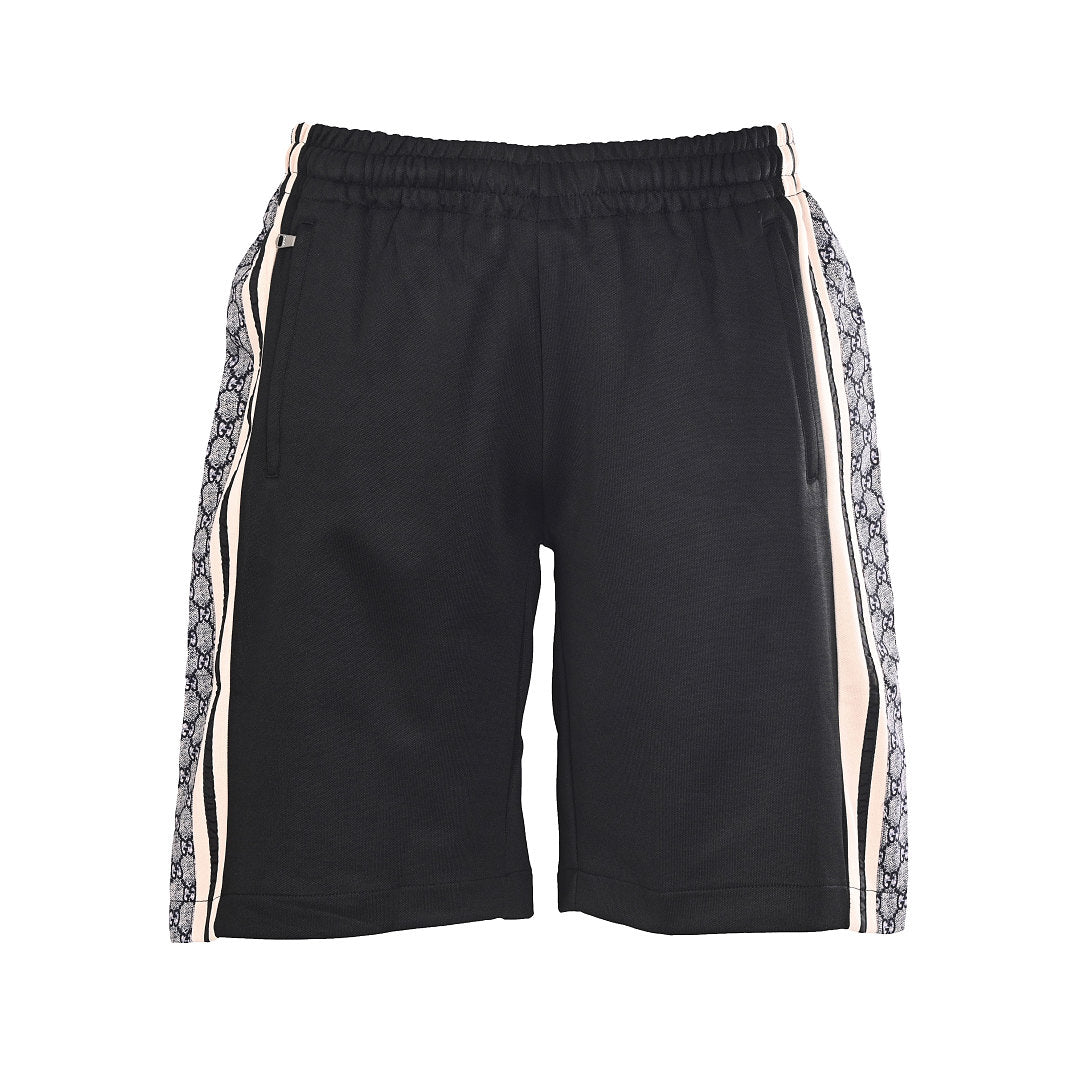 Gucci GG Monogram Jacquard Side Band Jersey Shorts – Black