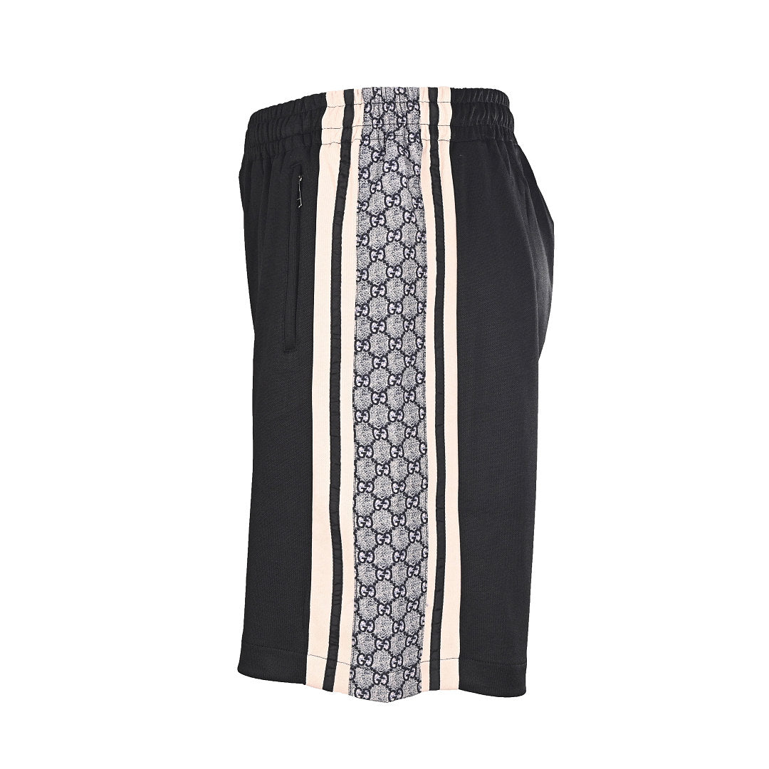 Gucci GG Monogram Jacquard Side Band Jersey Shorts – Black